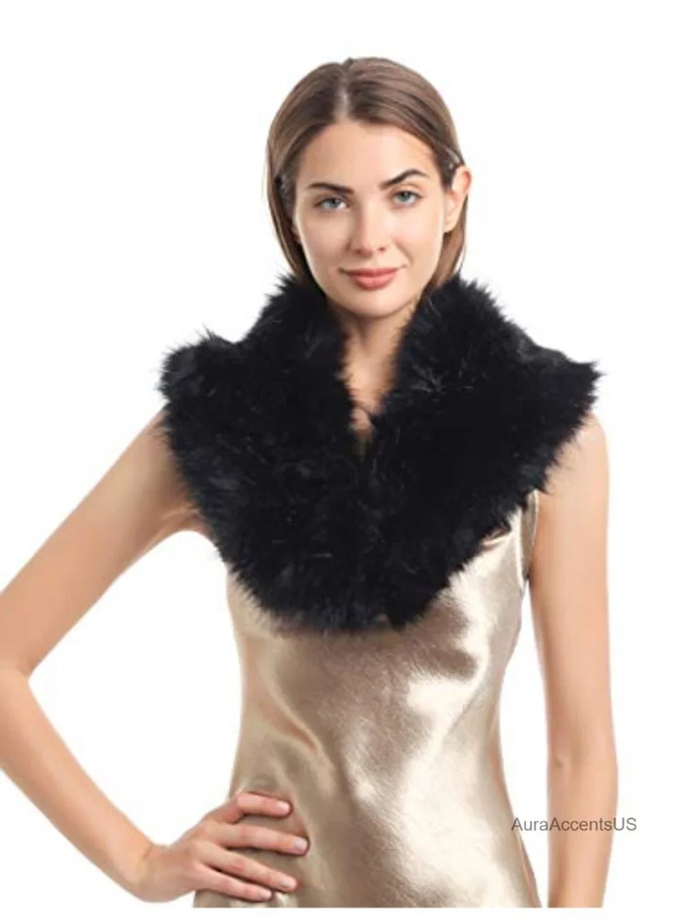 Faux Fur Collar Neck Warmer Scarf Wrap Women's Winter Accessory